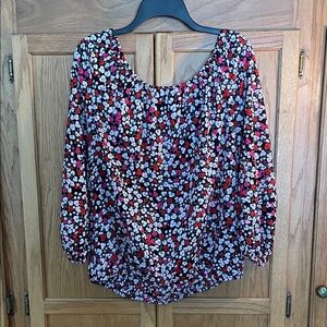 Jones New York Floral Blouse - Black, Red, Pink, White